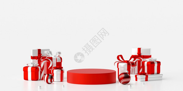 松树克劳斯带有圣诞礼品的几何讲台用于产品广告3插图圣诞节图片