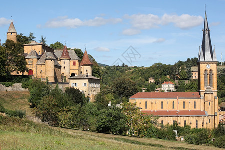 波乔莱斯的贾诺村及其城堡法国历史的村庄结石图片