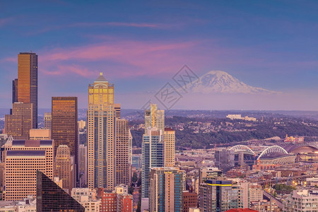 金融的现代美国西雅图市下城的天线城风景旅行图片