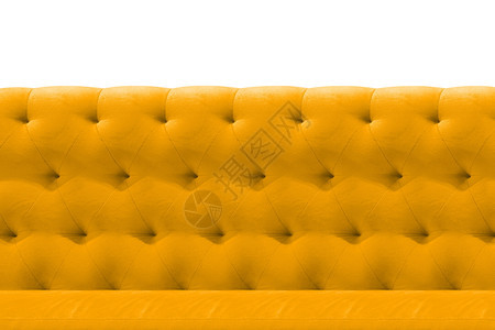 黄色豪华或金沙发天鹅绒垫衬白色特端图案背景框架按钮分裂图片
