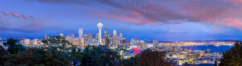 天际线蓝色的镇美国西雅图市下城的天线城风景图片
