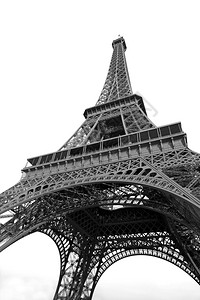 游客文化结构体Eiffel塔白色背景的Eiffel塔拍照与宽阔天使从下面拍摄图片