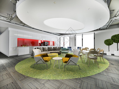 高的自在3d高楼办公大上提供多彩企业共同工作空间和会议及厨房储藏室团队合作图片