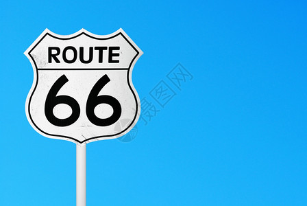 旅行状态象征旧路6号标志对抗一个充满活力的蓝色天空复制间供您设计