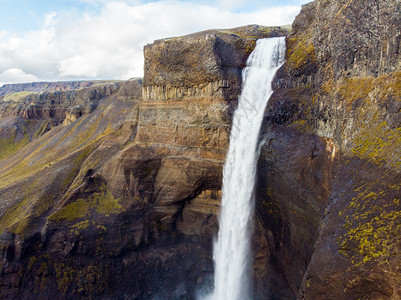 冰岛自然海弗斯瀑布景观全和冒险概念背历险壮观气候游客图片