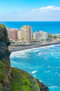 拉黑沙滩上酒店海有黑沙PlayadeMartianezPuertolaCruzTenerife西班牙旅馆波多黎各城市图片