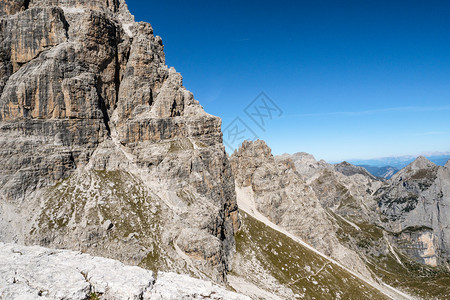 高山徒步旅行白云石意大利布伦塔特尼诺著名的多洛米山峰全景图片