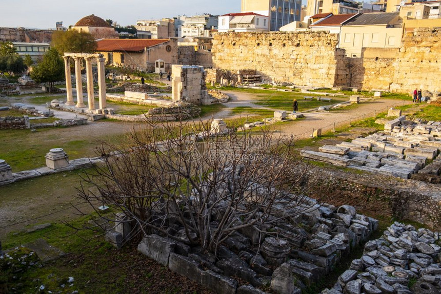 建造罗马奥古拉在希腊雅典的遗迹春季下午荔枝属历史图片