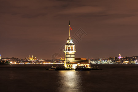 伊斯坦布尔博普鲁海峡的Maidenrsquos塔夜景地标建造历史图片