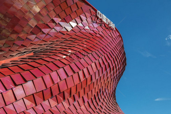 未来派旅行世博会意大利米兰览会未来巨型结构曲线红楼外面图的详细节意大利米兰博览会图片