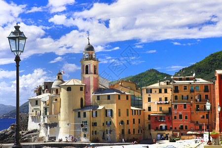 建筑学目的地意大利暑假意大利古里亚Liguria意大利古里亚Camogli沿海美丽多彩的城镇Camogli蓝色的图片