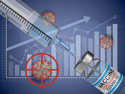 疾病行业图形3d背景的线状疫苗和冠形象的图片