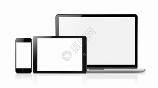 应用程序网络小样计算机智能手和平板电脑模型白色背景上孤立的空白屏幕概念模拟空间用于文字版面概念模型图片