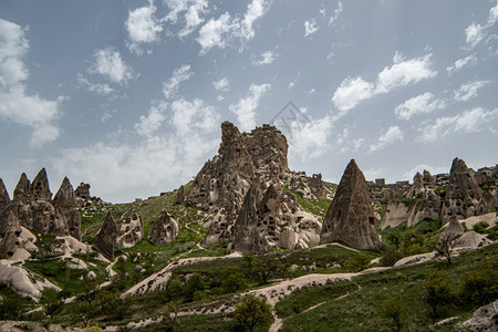 砂岩土耳其卡帕多西亚戈雷梅乌希萨尔城堡洞穴景观图片