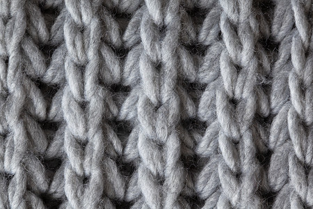 Knitted羊毛纹质表面大型软灰黑羊毛布景背关闭秋和冬季平面景观舒适针织图片