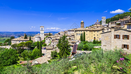Assisi乌姆布里亚地块的历史和宗教城镇在意大利旅行游英石世界图片