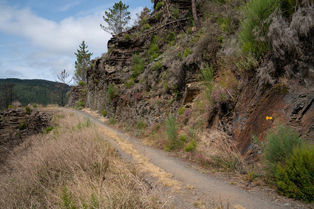西班牙阿斯图里亚PoladeAllande和GrandasSalime之间的CaminoSantiago小径森林徒步旅行波拉图片