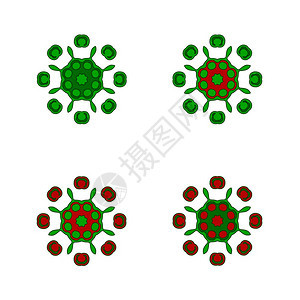 绿色标识设置白背景上的Covid19Corona概念设计标志学图片