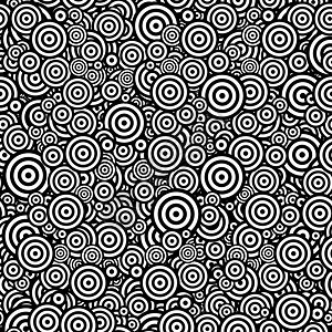 同心迷幻的插图由圆形元素随机大小和地点抽象黑白无缝模式组成的大型混乱群体圆形元素随机大小和地点组成的大混乱群体图片