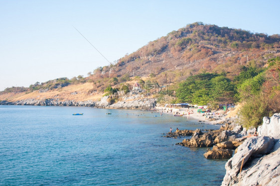 泻湖自然泰国KoSiChang岛海和天空蓝色旅行亚洲图片