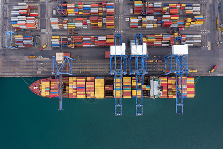进出口业务和物流进出口业务的港和集装箱船及由起重机运水输公司往港的货国际航空观察组织亚洲上海贸易图片