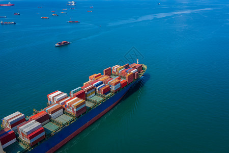 工作商业航运货物集装箱进出口和交换惊吓船公海亚太国际从泰空中顶视图际的工业图片
