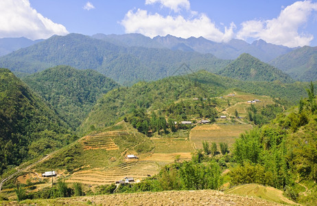 越南萨帕山地景亚洲传统农场图片