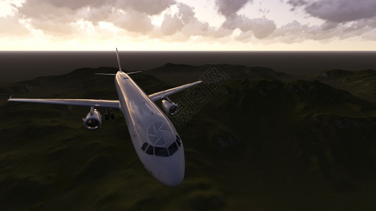 天线白色客机用3D软件在空中飞行的白色客机奢华运输图片