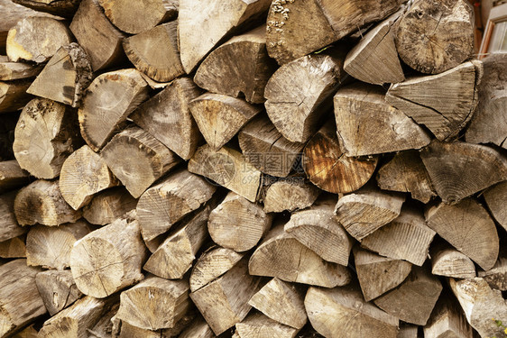 日志热准备用于冬季的原木林一整堆柴森林中的本有质感图片