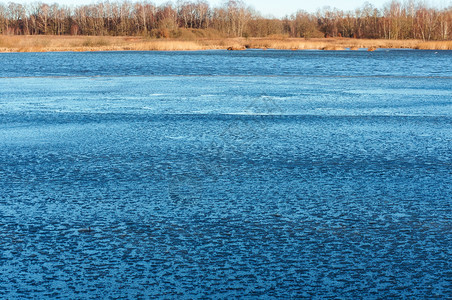 环境农村美丽的湖上覆盖着冰泥冷的天然池塘冰冷的天然池塘湖上覆盖着冰泥背景图片