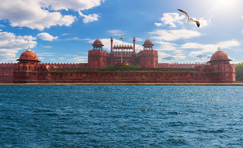 新的建筑学墙印度新德里著名的红色堡垒摄影小说图片