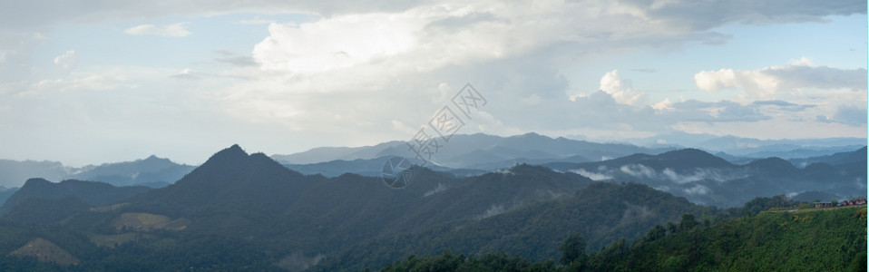 场景全高山深雾夜里和木柴覆盖高山夜晚完全雾环境阳光图片