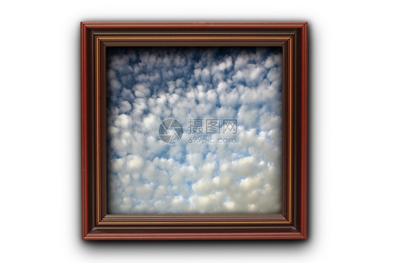 云景白色背的光木框上美丽天空图像我用在框架中的图像也是我照片之一所以没有必要释放属Iinfoplain高的装饰图片