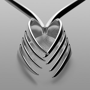 白色的黑两叉心爱浅滩概念几何对称线工作室拍摄了福克斯心脏轮廓餐具背景图片