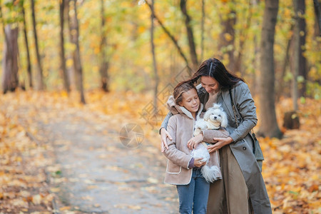 女士家庭育儿秋天在奥斯托贝尔小女孩的秋天公园与母亲一起户外公园露营的秋天小女儿和年轻母亲图片