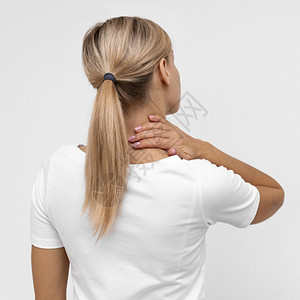 肩膀高清晰度照片背部看到有颈疼痛的妇女高质量照片优雅的图白种人生病的图片