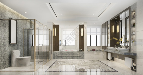3d提供奢华豪的现代设计厕所和洗手间毛巾地面家图片