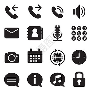麦克风Sillhouette移动电话智能手机应用图示集互联网软垫图片