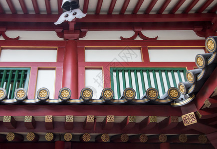 檐历史建筑学城区中华传统寺庙的紧闭式小屋图片