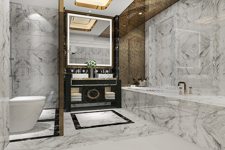 镜子浴室渲染现代设计厕所和洗手间图片