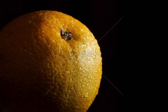 清爽吻黑色背景的橙水果滴子成熟图片