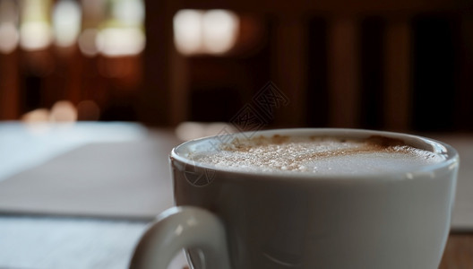 苏醒芳香柔软的杯加卡布奇诺咖啡有选择地关注froth咖啡休息时间在咖啡厅喝一杯香味拿铁咖啡一个菜单的想法图片