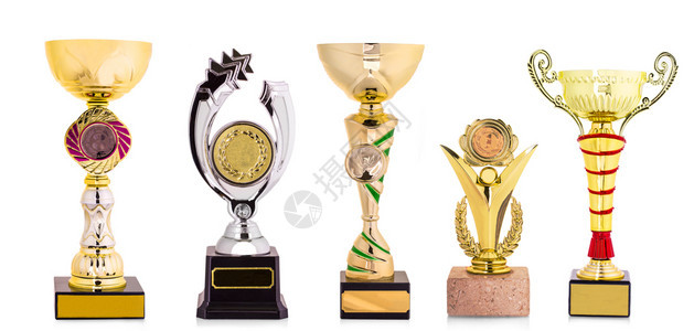 金色奖杯在白背景上被孤立目的竞赛奖项图片