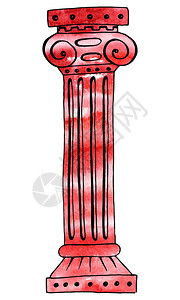 红木柱子塔电脑古罗马柱手绘和计算机处理设旅游罗马景点建筑古代世界