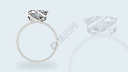艺术3d制作奢华的婚嫁钻石戒指在浅色背景上剪切路径克拉金子背景图片
