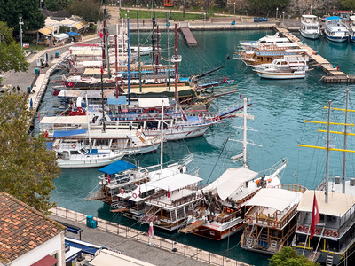 火鸡自然安塔利亚土耳其码头与古老城镇卡莱西风景建筑学图片