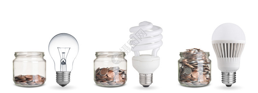 节省花在不同的灯泡上钱白纸美元进步图片