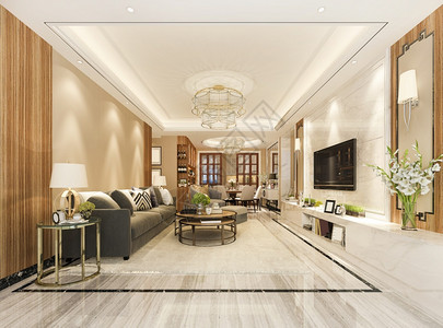 柔软的3d提供现代餐厅和客配有豪华装饰品建造沙发图片