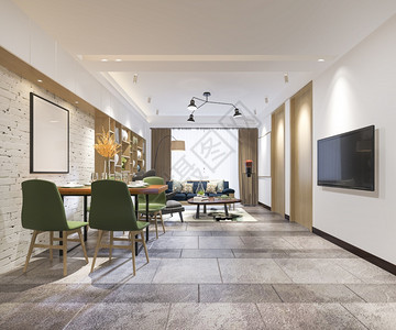 3d提供现代餐厅和客配有豪华装饰品当代的建成扶手椅图片