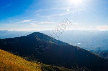 全景在山坡上早晨的光辉中踪迹丰富多彩的图片